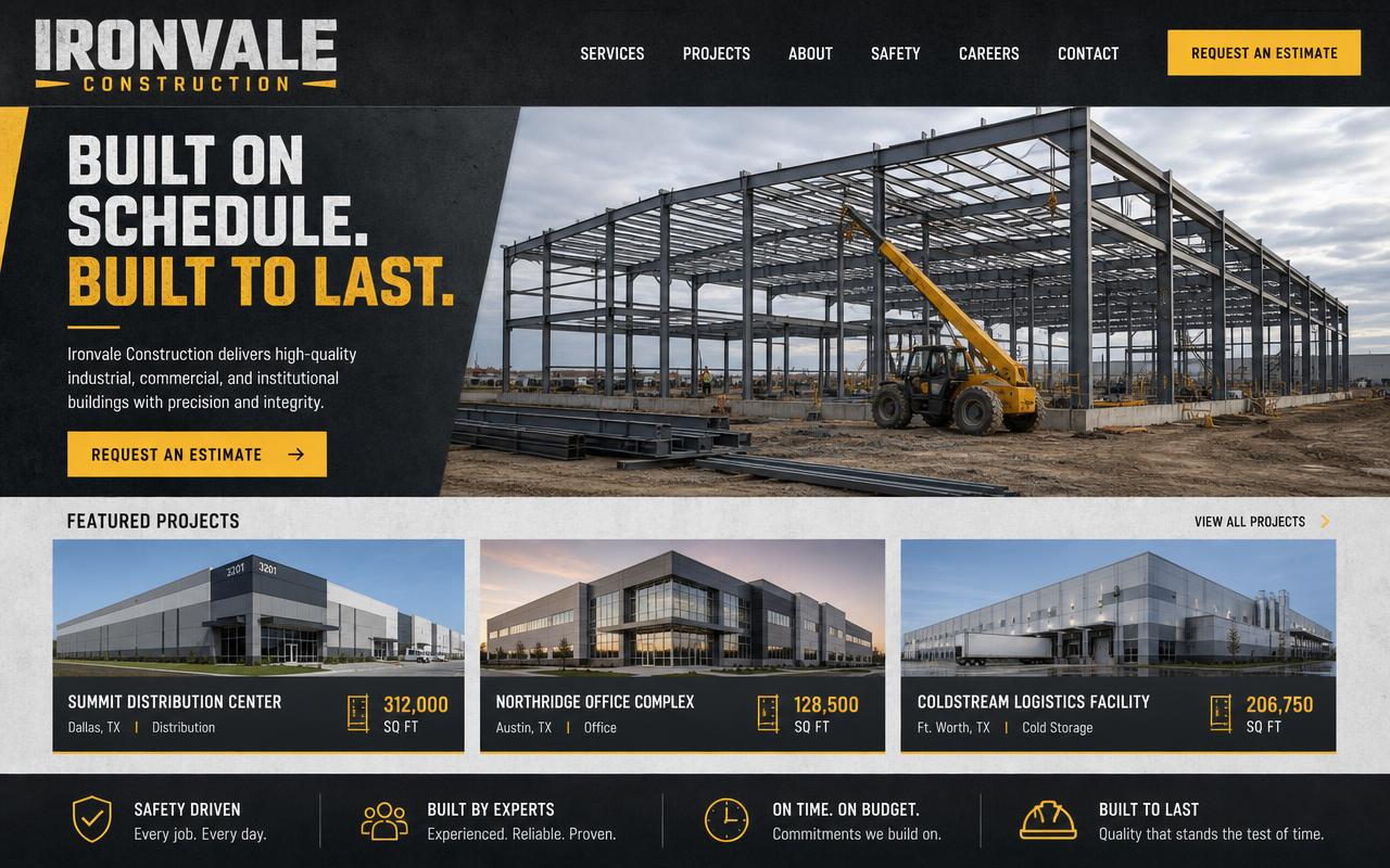 Ironvale concept homepage design