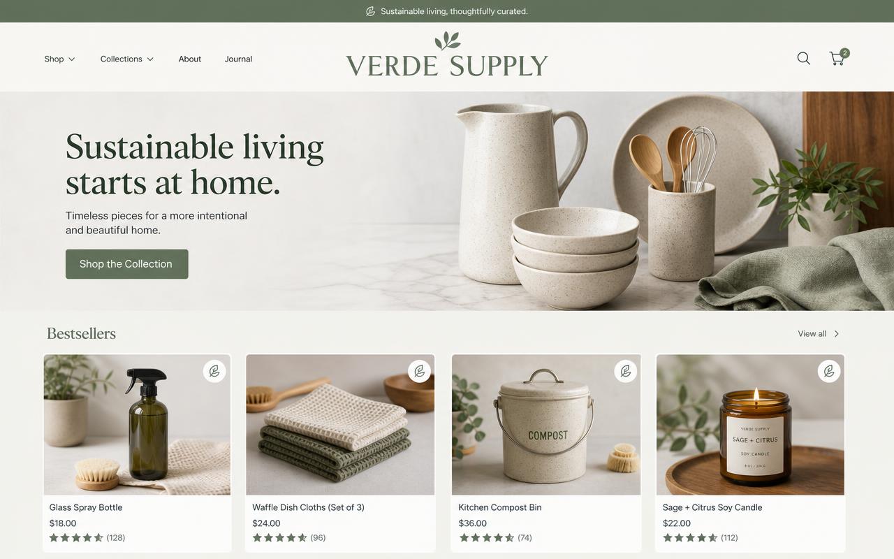 Verde Supply concept homepage design